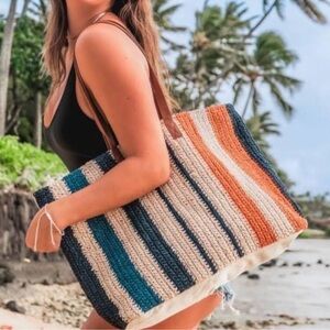 Rays for Days The Shorebreak Weekender Tote Bag - Cotton/Paper Raffia